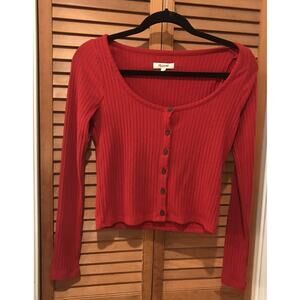 Madewell Long Sleeve Ribbed Top Women's Size small Red Style #NC633